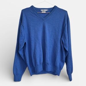 Peter Millar Royal Blue 100% Merino Wool V-Neck Knit Sweater XXL